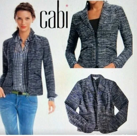 CABI mingle Tweed Textured Long Sleeves Half Zipper Blazer/Jacket Size 10 - Picture 3 of 13